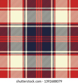 Plaid check diagonal fabric texture seamless pattern. Vector illustration.