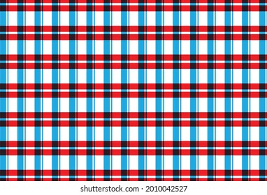 Plaid check diagonal fabric texture seamless pattern. Vector illustration.(red and blue)