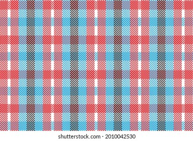 Plaid check diagonal fabric texture seamless pattern. Vector illustration.(red and blue)