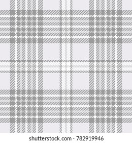 Plaid check in grey and white. Seamless fabric texture pattern.