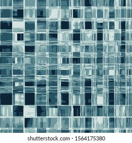 Plaid check patten in cyan, aqua sky, splash turquoise colored  . Modern vintage effect fabric texture print design for carpet, rug, flooring, blanket digital or weaving pattern
