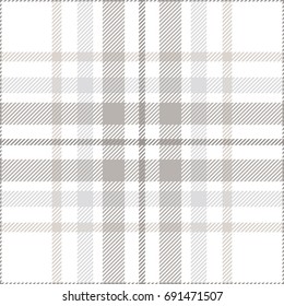Plaid check patten in pastel grey, dusty beige and white. Seamless fabric texture print
