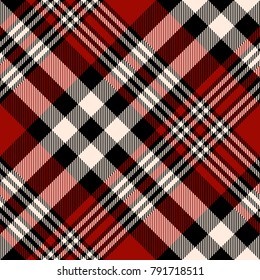 Plaid check patten in red, beige and black. Seamless fabric texture for digital textile printing. 