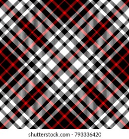 Plaid Check Patten In Red, Black And White. Seamless Fabric Texture. 