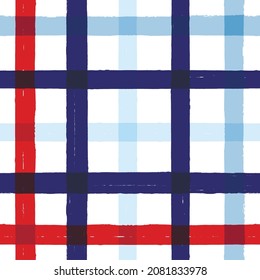 Marque la casilla de verificación. Impresión de textura vectorial sin foco. marina oscura, franjas acuáticas azules, rojas y blancas, fondo gráfico macho a cuadros.