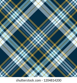 Plaid check patten in teal green, robin egg blue and mustard yellow. Seamless fabric texture print.