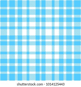Plaid check pattern in azure blue and white. Seamless fabric texture for digital textile printing. 