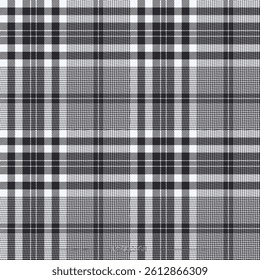 Plaid check pattern in black n white colour in vector format. Seamless repeat with editable colours. Great or bedding, shirts, dresses, tablecloth.