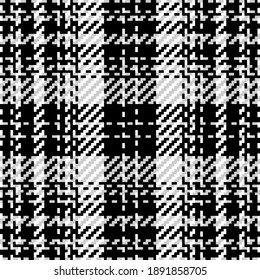 Plaid check pattern in black and white. Seamless texture fabric background.