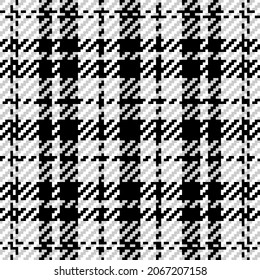 Plaid check pattern in black and white. Seamless texture fabric background.
