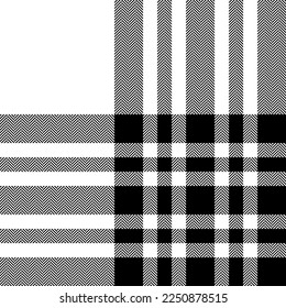 Plaid Check Muster schwarz weiß. Nahtlose Textur. Tartan-Stoffdruck-Design.