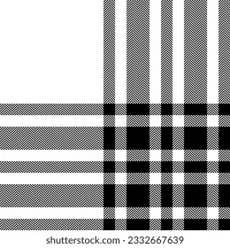 Plaid check pattern black white. Seamless fabric texture. Tartan textile print design.