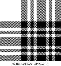 Patrón de comprobación de color blanco negro. Textura de tela sin fisuras. Diseño de la impresión textil de Tartán.