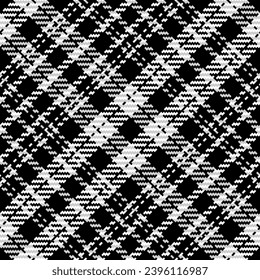 Plaid check pattern in black and white. Seamless texture fabric background.