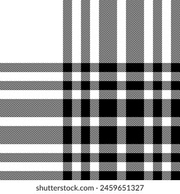 Plaid check pattern in black and white. Seamless fabric texture. Tartan textile print.
