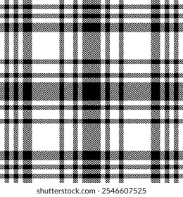 Plaid check pattern in black and white. Seamless fabric texture. Tartan textile print.