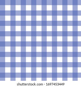 Plaid check pattern in blue and white. Seamless fabric texture print.