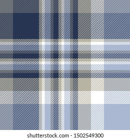 Plaid Check Pattern In Dusty Blue, Pale Grayish Taupe, Dark Navy And White.