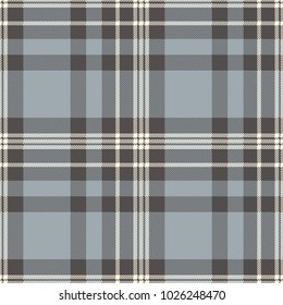 Plaid Check-Muster in grau-blau, Holzkohle und cremefarben. Nahtlose Stofftextur. 
