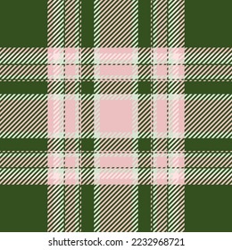 Plaid check pattern in green. Seamless fabric texture. Tartan textile print design.