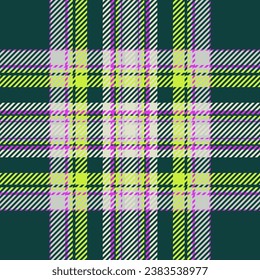 Plaid check pattern in green. Seamless fabric texture. Tartan textile print design.