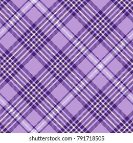 Plaid check pattern in lavender, purple and cream. Seamless fabric texture for digital textile printing. 