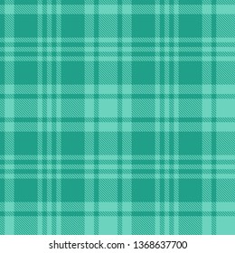 Plaid check pattern in mint color. Seamless fabric texture print. Vector illustration.