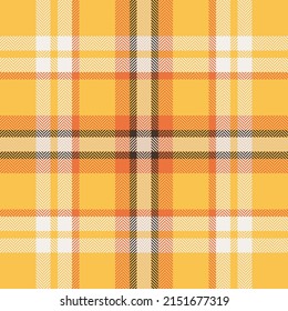 Plaid check pattern in orange and red colors. Seamless fabric texture. Tartan textile print design.