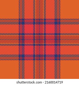 Plaid Check-Muster in orangefarbenen und roten Farben. Nahtlose Textur. Tartan-Stoffdruck-Design.