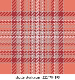 Plaid check pattern in orange and red colors. Seamless fabric texture. Tartan textile print design.