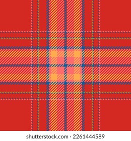 Plaid Check-Muster in orangefarbenen und roten Farben. Nahtlose Textur. Tartan-Stoffdruck-Design.