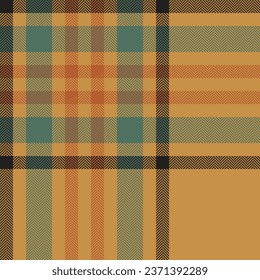 Plaid check pattern in orange and red colors. Seamless fabric texture. Tartan textile print design.