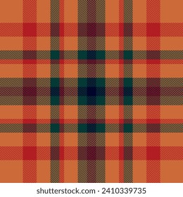 Plaid Check-Muster in orangefarbenen und roten Farben. Nahtlose Textur. Tartan-Stoffdruck-Design.