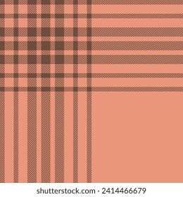 Plaid check pattern in orange and red colors. Seamless fabric texture. Tartan textile print design.