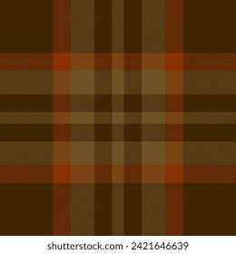 Plaid check pattern in orange and red colors. Seamless fabric texture. Tartan textile print design.