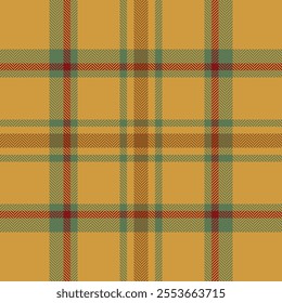 Plaid check pattern in orange and red colors. Seamless fabric texture. Tartan textile print.