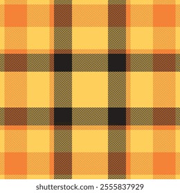 Plaid check pattern in orange and red colors. Seamless fabric texture. Tartan textile print.