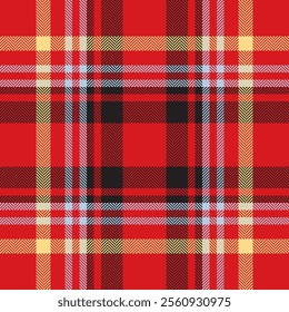 Plaid check pattern in orange and red colors. Seamless fabric texture. Tartan textile print.