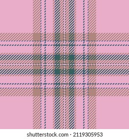 Plaid check pattern in pink. Seamless fabric texture. Tartan textile print design.