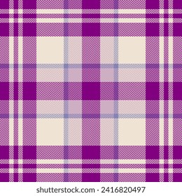 Plaid check pattern in pink. Seamless fabric texture. Tartan textile print design.