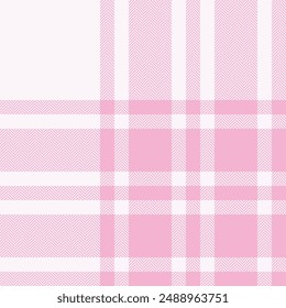 Plaid check pattern in pink. Seamless fabric texture. Tartan textile print.