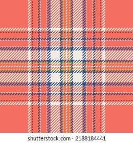 Plaid check pattern. Seamless fabric texture. Tartan textile print design.