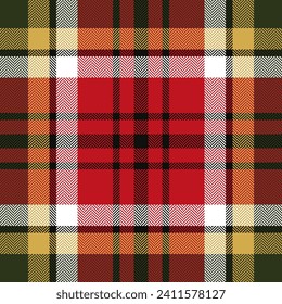 Plaid check pattern. Seamless fabric texture. Tartan textile print design.