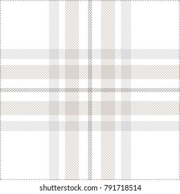 Plaid check pattern in shades of grey, beige and white. Seamless fabric texture for digital textile printing. 