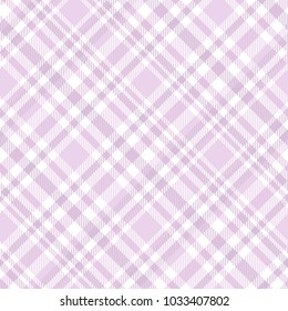 Plaid check pattern in shades of pastel pink and white. Seamless fabric texture print. 
