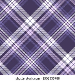 Plaid check pattern in shades of purple, white and pale pink.