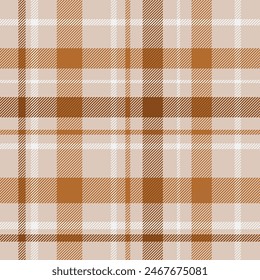 Plaid check pattern tweed in brown, beige, for spring summer autumn winter. Seamless repeat tartan plaid for dress, scarf, skirt, throw, blanket.