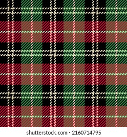 Comprobación sin fisuras. Vector Tartan Navidad verde y rojo plateado fondo texturado. Impresión de tela tradicional. Textura de yeso para moda, impresión, diseño