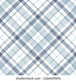 Plaid check seamless pattern in light blue colors. Abstract mdoern fabric texture tartan ornament endless print. Vector background.