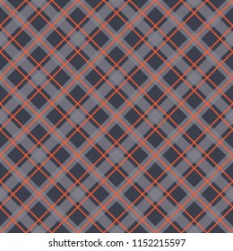 Plaid Check Seamless Pattern - Orange and blue gray checkered plaid flannel design